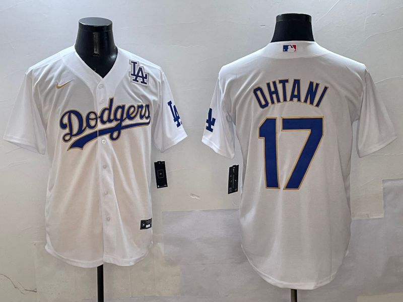 Men Los Angeles Dodgers 17 Ohtani White Blue Game 2025 Nike MLB Jersey style 4024